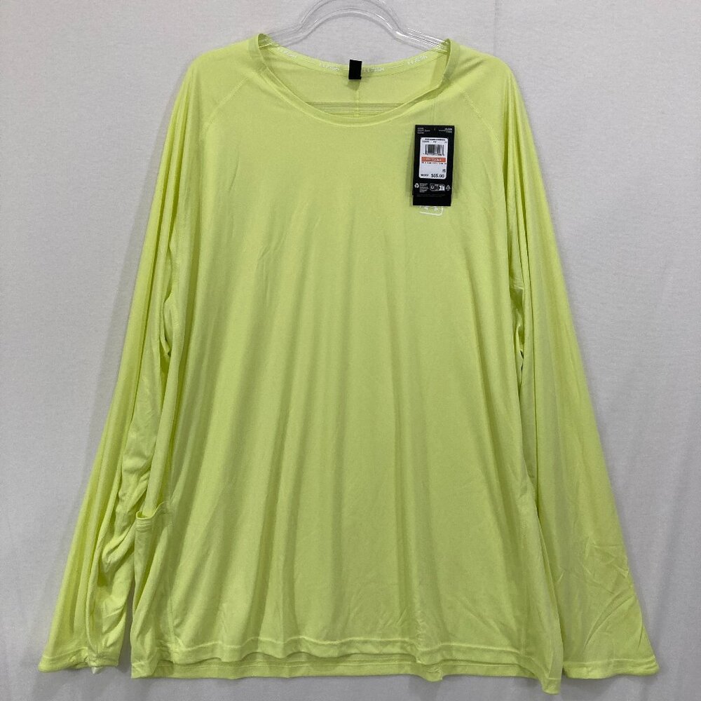 New Under Armour Mens 3XL Fish Elite Crew Long Sleeve Loose Fit Lime Green